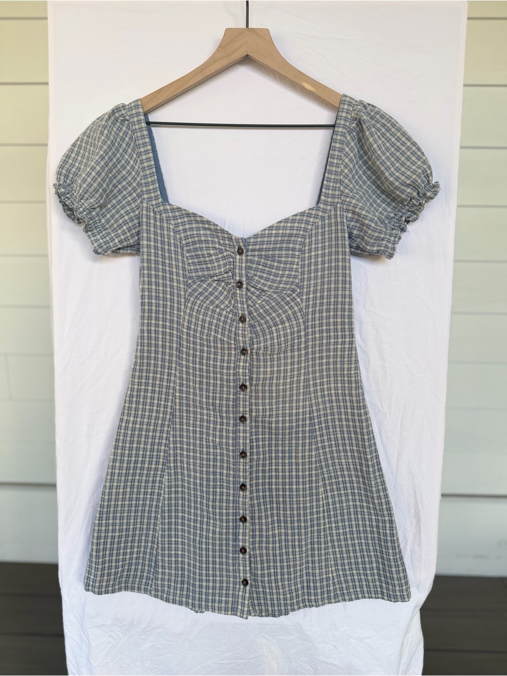 Kimchi Blue Gingham Milkmaid Cottagecore Mini Dress M 100% Cotton